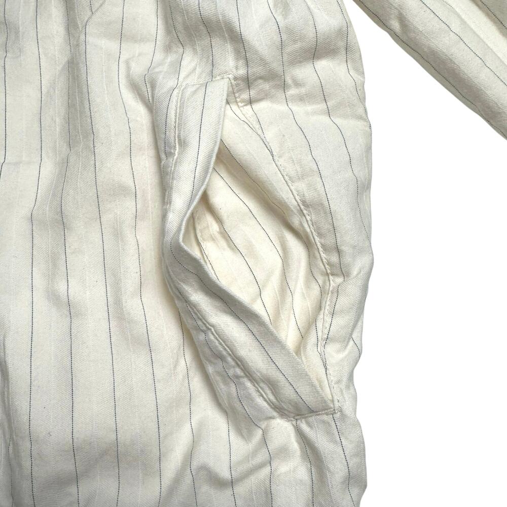 Zara | Men | Pinstripe Cream White Cotton Full Zip Light Bomber Jacket | Medium - Picture 12 of 15